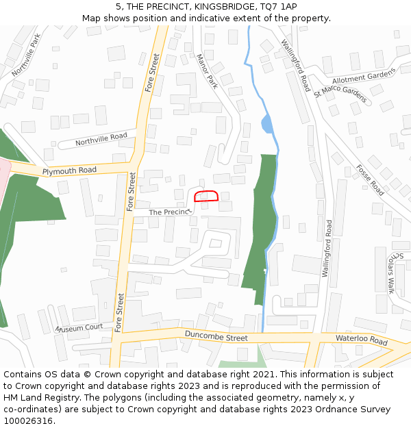5, THE PRECINCT, KINGSBRIDGE, TQ7 1AP: Location map and indicative extent of plot