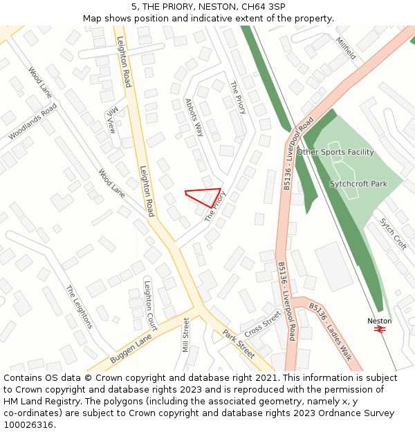 5, THE PRIORY, NESTON, CH64 3SP: Location map and indicative extent of plot