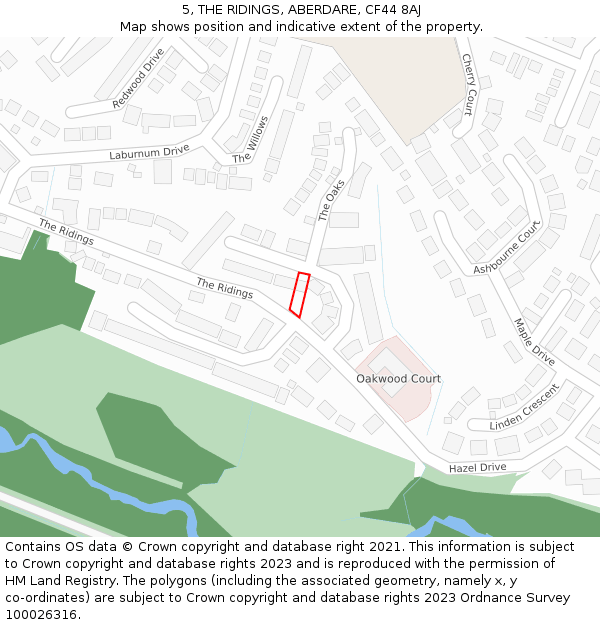 5, THE RIDINGS, ABERDARE, CF44 8AJ: Location map and indicative extent of plot