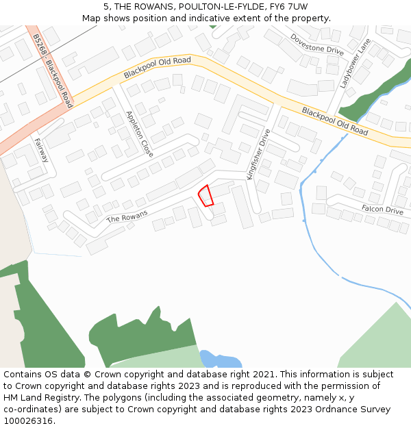 5, THE ROWANS, POULTON-LE-FYLDE, FY6 7UW: Location map and indicative extent of plot