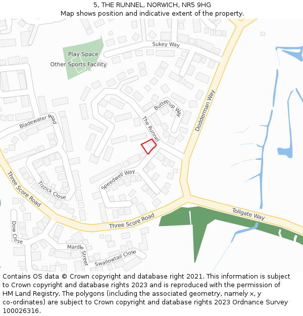 5, THE RUNNEL, NORWICH, NR5 9HG: Location map and indicative extent of plot