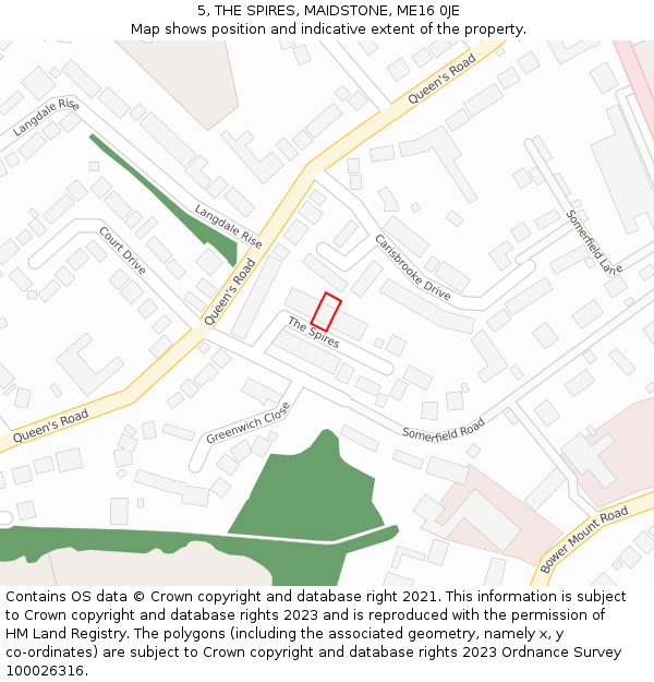 5, THE SPIRES, MAIDSTONE, ME16 0JE: Location map and indicative extent of plot