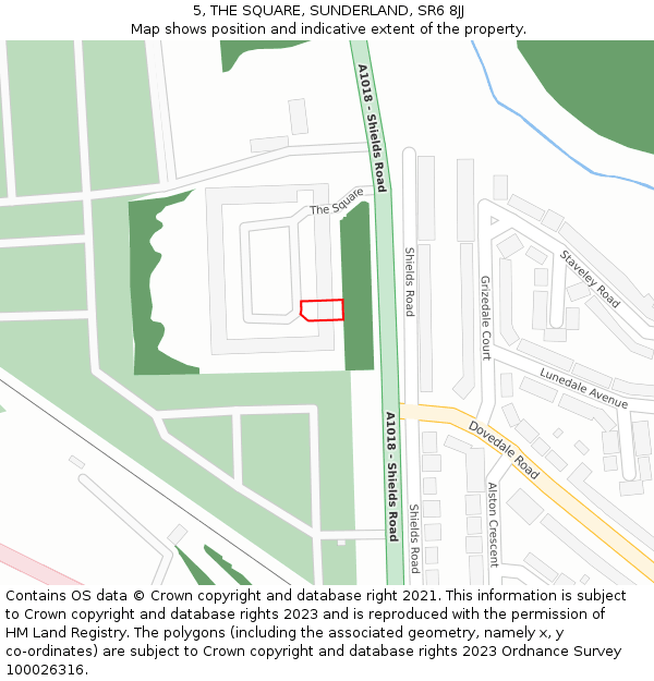 5, THE SQUARE, SUNDERLAND, SR6 8JJ: Location map and indicative extent of plot