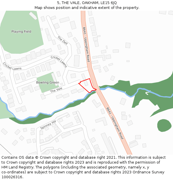 5, THE VALE, OAKHAM, LE15 6JQ: Location map and indicative extent of plot