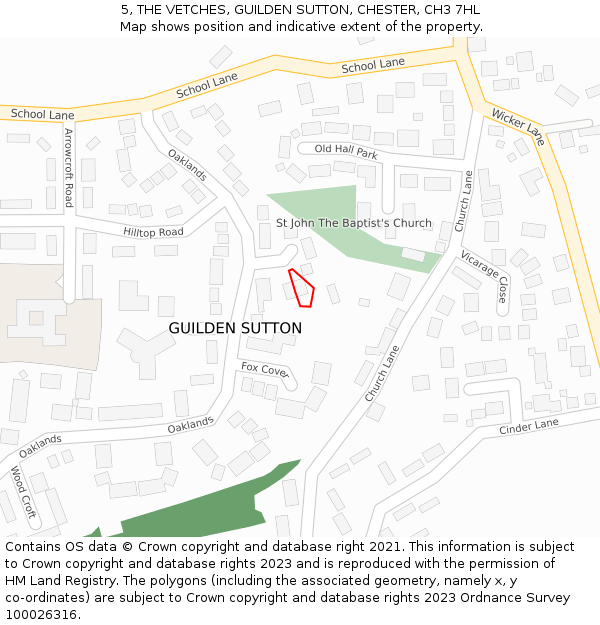 5, THE VETCHES, GUILDEN SUTTON, CHESTER, CH3 7HL: Location map and indicative extent of plot