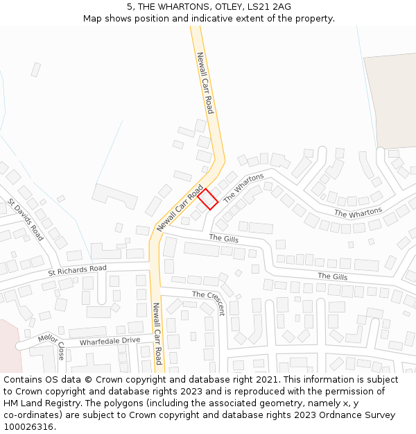 5, THE WHARTONS, OTLEY, LS21 2AG: Location map and indicative extent of plot