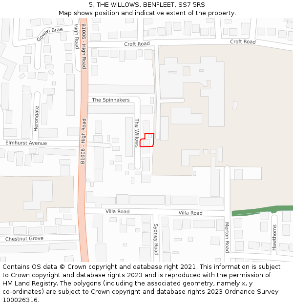 5, THE WILLOWS, BENFLEET, SS7 5RS: Location map and indicative extent of plot