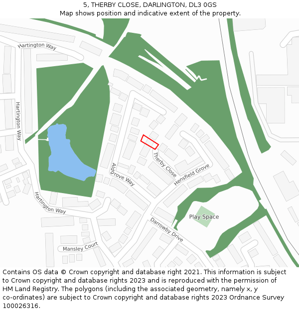 5, THERBY CLOSE, DARLINGTON, DL3 0GS: Location map and indicative extent of plot