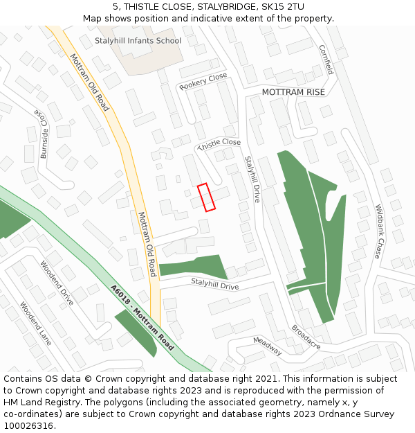 5, THISTLE CLOSE, STALYBRIDGE, SK15 2TU: Location map and indicative extent of plot