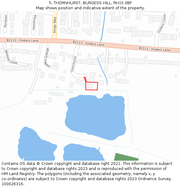 5, THORNHURST, BURGESS HILL, RH15 0BF: Location map and indicative extent of plot