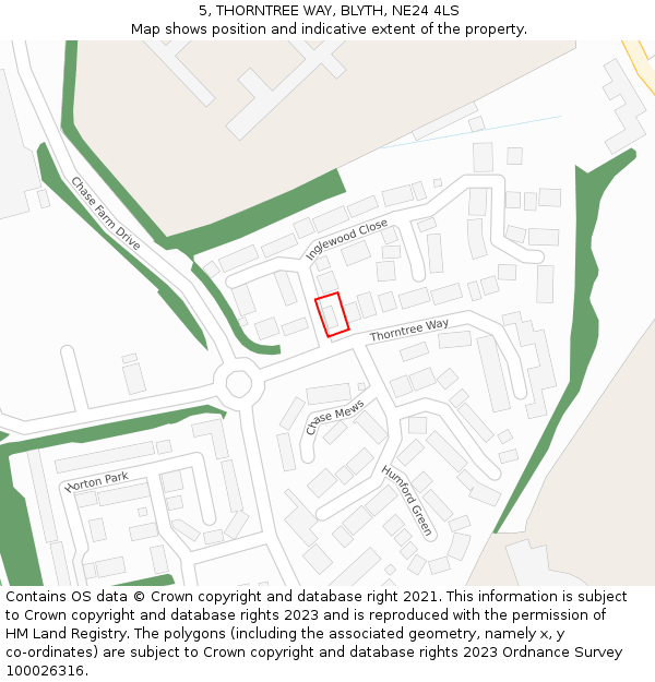 5, THORNTREE WAY, BLYTH, NE24 4LS: Location map and indicative extent of plot