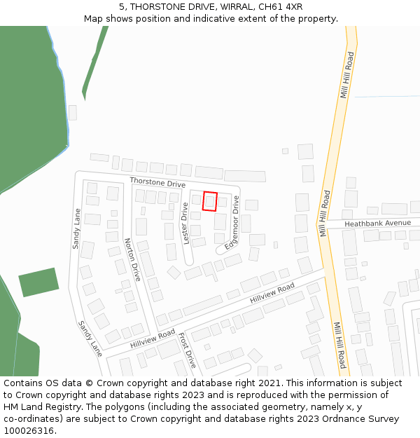 5, THORSTONE DRIVE, WIRRAL, CH61 4XR: Location map and indicative extent of plot