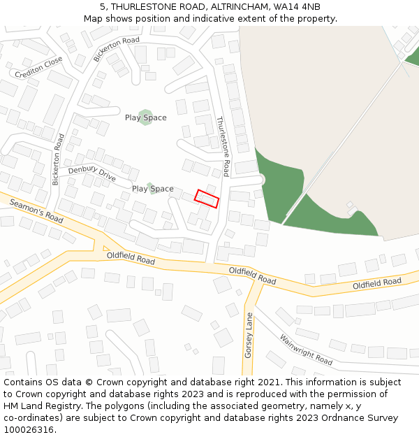5, THURLESTONE ROAD, ALTRINCHAM, WA14 4NB: Location map and indicative extent of plot