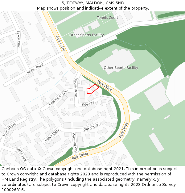 5, TIDEWAY, MALDON, CM9 5ND: Location map and indicative extent of plot