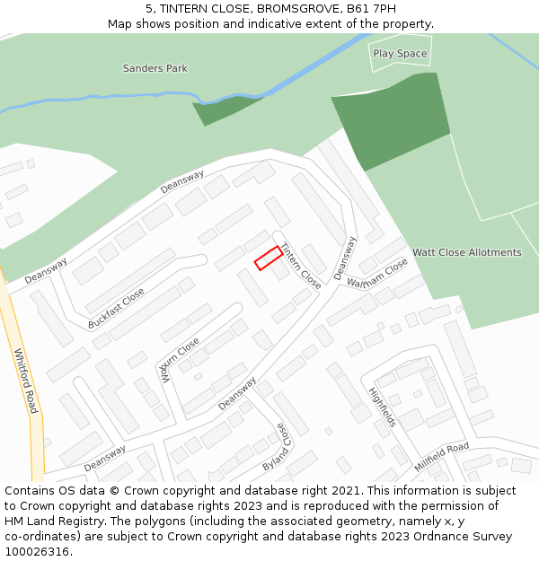 5, TINTERN CLOSE, BROMSGROVE, B61 7PH: Location map and indicative extent of plot