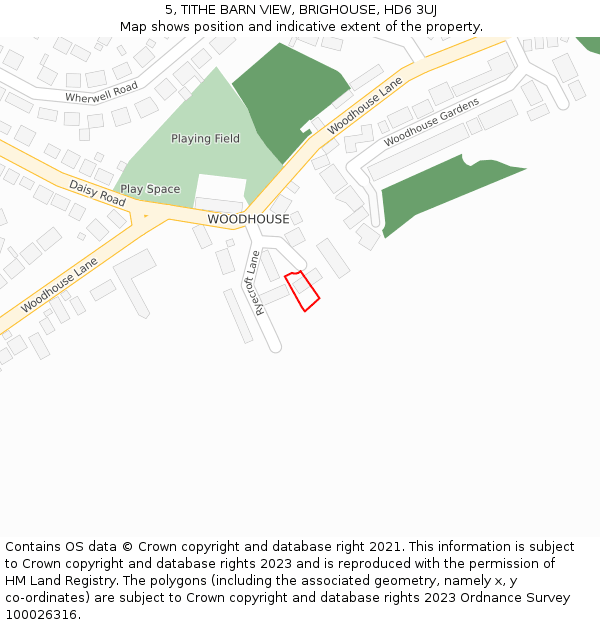 5, TITHE BARN VIEW, BRIGHOUSE, HD6 3UJ: Location map and indicative extent of plot