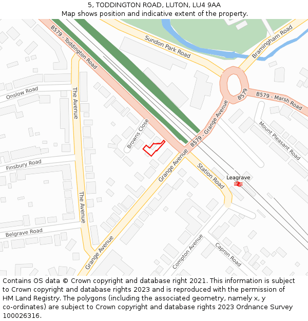 5, TODDINGTON ROAD, LUTON, LU4 9AA: Location map and indicative extent of plot