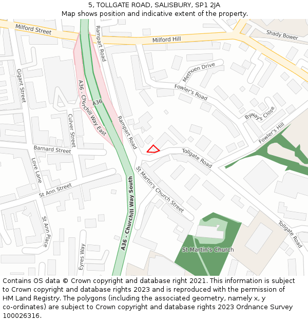 5, TOLLGATE ROAD, SALISBURY, SP1 2JA: Location map and indicative extent of plot