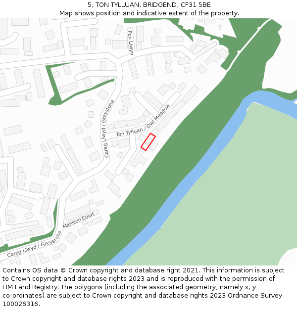 5, TON TYLLUAN, BRIDGEND, CF31 5BE: Location map and indicative extent of plot