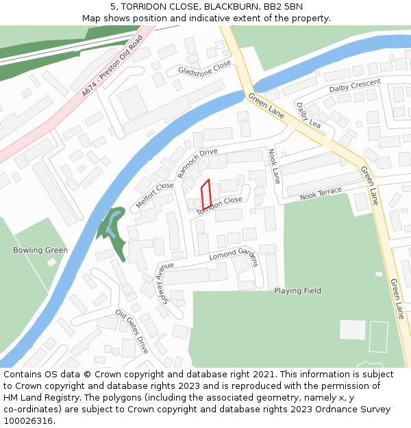 5, TORRIDON CLOSE, BLACKBURN, BB2 5BN: Location map and indicative extent of plot