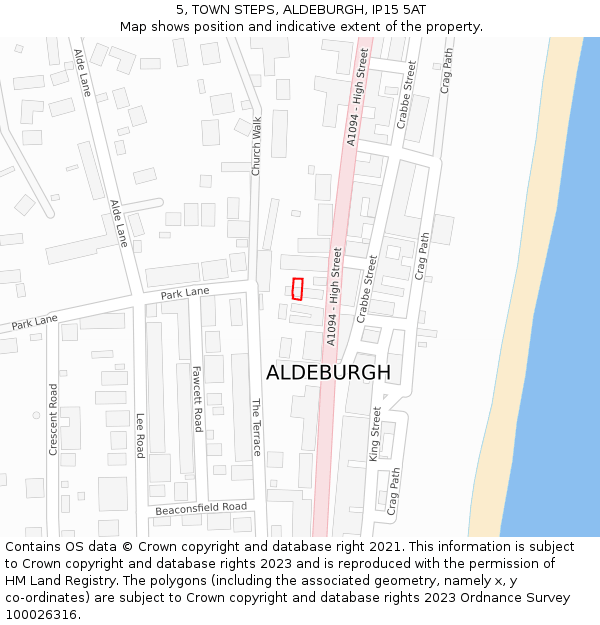 5, TOWN STEPS, ALDEBURGH, IP15 5AT: Location map and indicative extent of plot