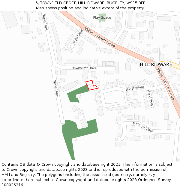 5, TOWNFIELD CROFT, HILL RIDWARE, RUGELEY, WS15 3FP: Location map and indicative extent of plot