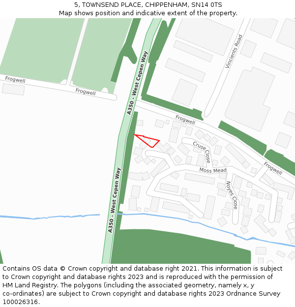 5, TOWNSEND PLACE, CHIPPENHAM, SN14 0TS: Location map and indicative extent of plot