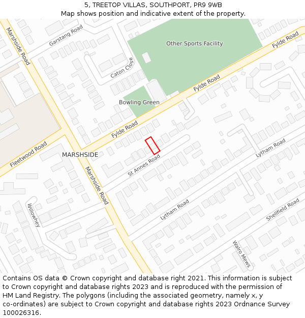 5, TREETOP VILLAS, SOUTHPORT, PR9 9WB: Location map and indicative extent of plot