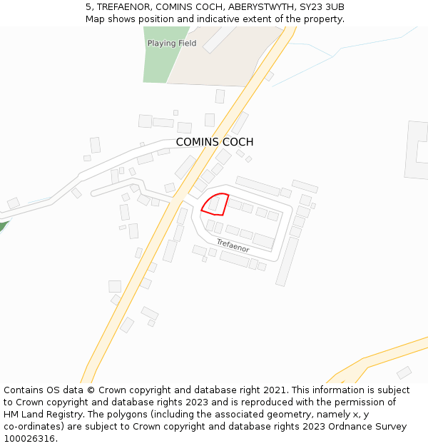 5, TREFAENOR, COMINS COCH, ABERYSTWYTH, SY23 3UB: Location map and indicative extent of plot