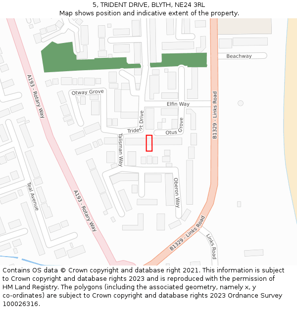 5, TRIDENT DRIVE, BLYTH, NE24 3RL: Location map and indicative extent of plot