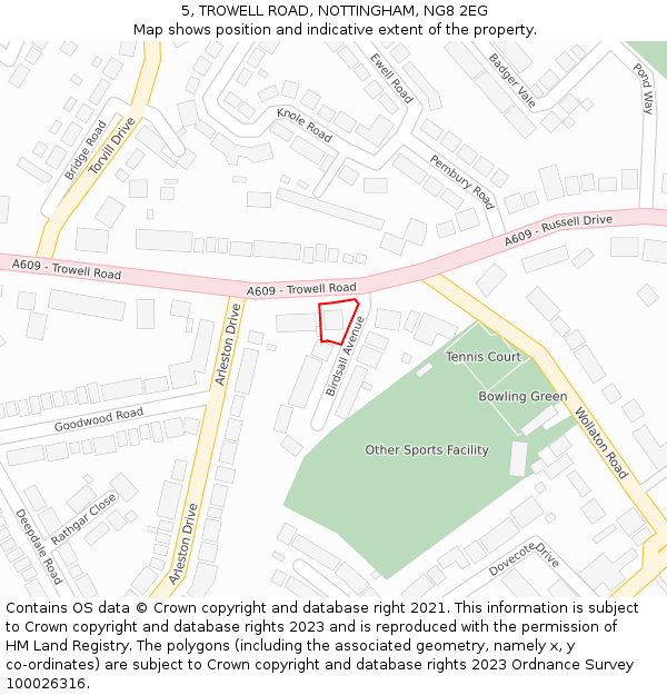 5, TROWELL ROAD, NOTTINGHAM, NG8 2EG: Location map and indicative extent of plot