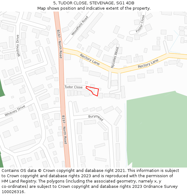 5, TUDOR CLOSE, STEVENAGE, SG1 4DB: Location map and indicative extent of plot