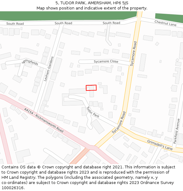 5, TUDOR PARK, AMERSHAM, HP6 5JS: Location map and indicative extent of plot