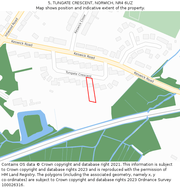5, TUNGATE CRESCENT, NORWICH, NR4 6UZ: Location map and indicative extent of plot