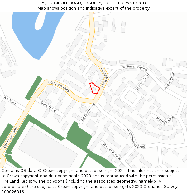 5, TURNBULL ROAD, FRADLEY, LICHFIELD, WS13 8TB: Location map and indicative extent of plot