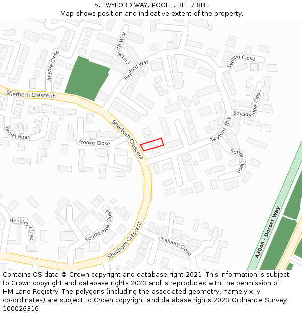 5, TWYFORD WAY, POOLE, BH17 8BL: Location map and indicative extent of plot