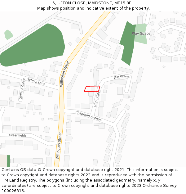 5, UFTON CLOSE, MAIDSTONE, ME15 8EH: Location map and indicative extent of plot