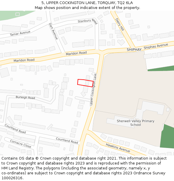 5, UPPER COCKINGTON LANE, TORQUAY, TQ2 6LA: Location map and indicative extent of plot