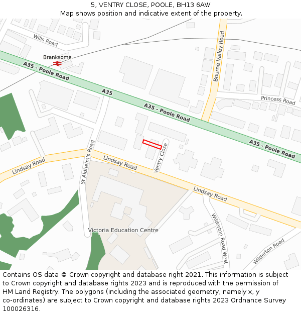 5, VENTRY CLOSE, POOLE, BH13 6AW: Location map and indicative extent of plot