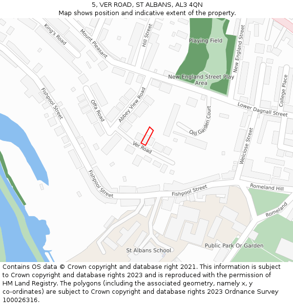 5, VER ROAD, ST ALBANS, AL3 4QN: Location map and indicative extent of plot
