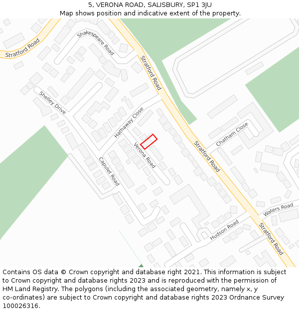 5, VERONA ROAD, SALISBURY, SP1 3JU: Location map and indicative extent of plot