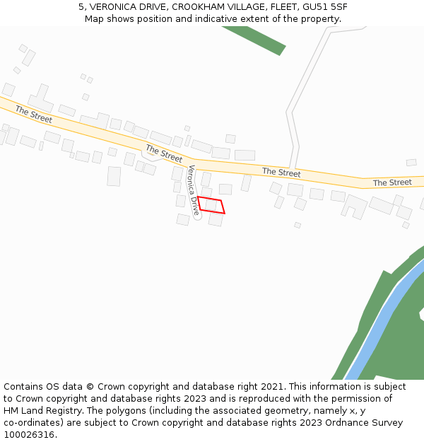 5, VERONICA DRIVE, CROOKHAM VILLAGE, FLEET, GU51 5SF: Location map and indicative extent of plot