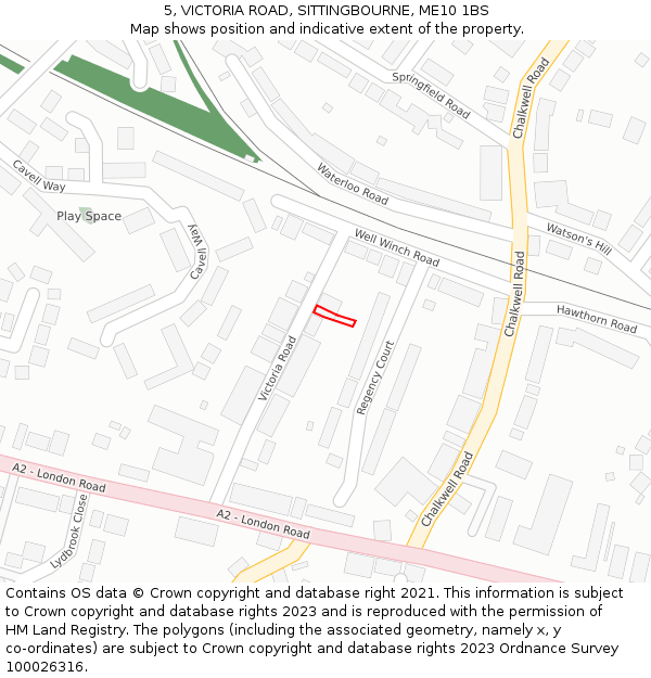 5, VICTORIA ROAD, SITTINGBOURNE, ME10 1BS: Location map and indicative extent of plot