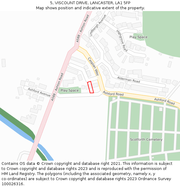 5, VISCOUNT DRIVE, LANCASTER, LA1 5FP: Location map and indicative extent of plot