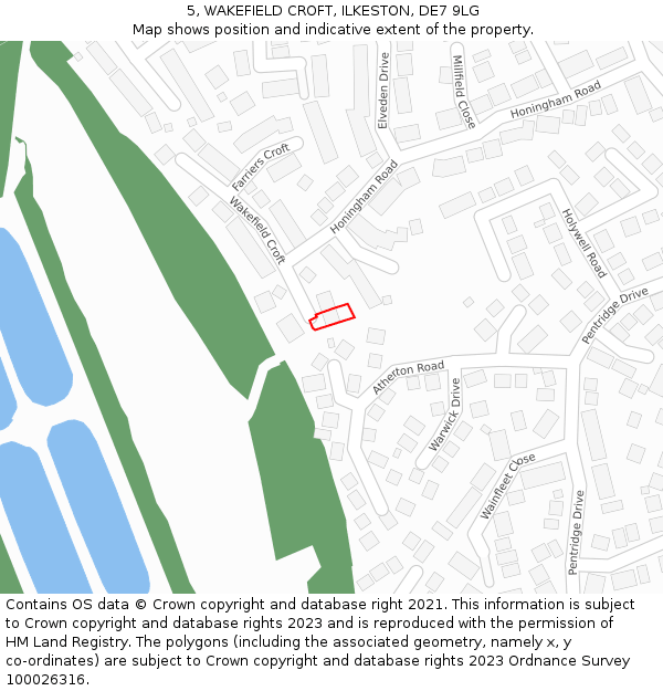 5, WAKEFIELD CROFT, ILKESTON, DE7 9LG: Location map and indicative extent of plot