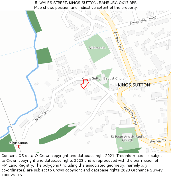 5, WALES STREET, KINGS SUTTON, BANBURY, OX17 3RR: Location map and indicative extent of plot