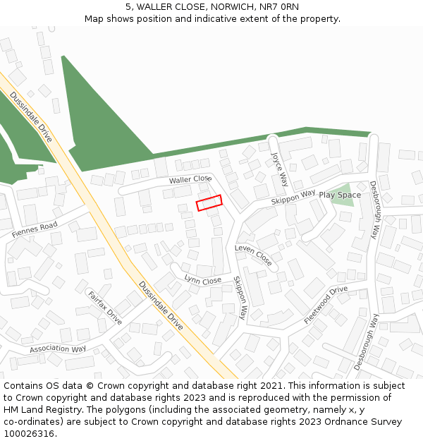 5, WALLER CLOSE, NORWICH, NR7 0RN: Location map and indicative extent of plot