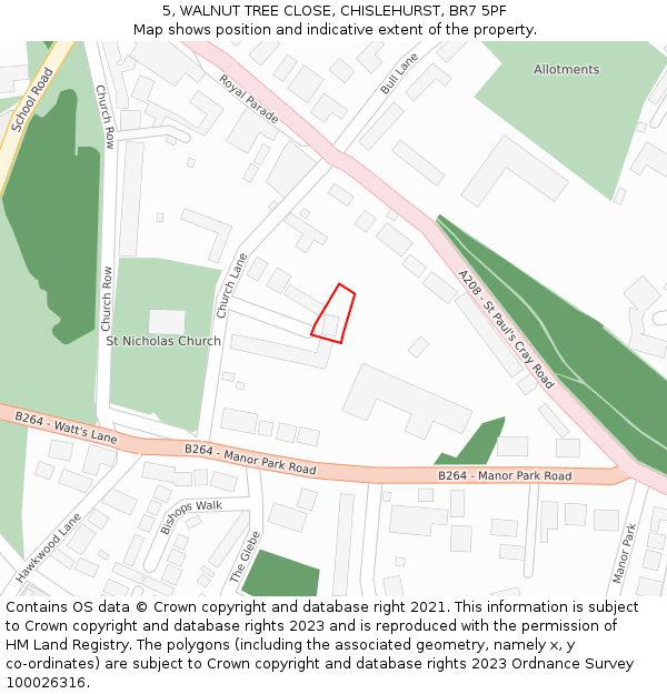 5, WALNUT TREE CLOSE, CHISLEHURST, BR7 5PF: Location map and indicative extent of plot