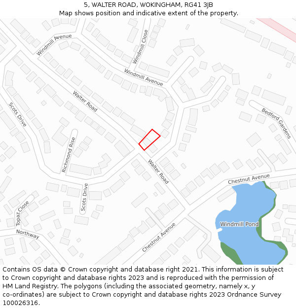 5, WALTER ROAD, WOKINGHAM, RG41 3JB: Location map and indicative extent of plot