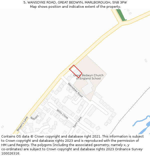 5, WANSDYKE ROAD, GREAT BEDWYN, MARLBOROUGH, SN8 3PW: Location map and indicative extent of plot